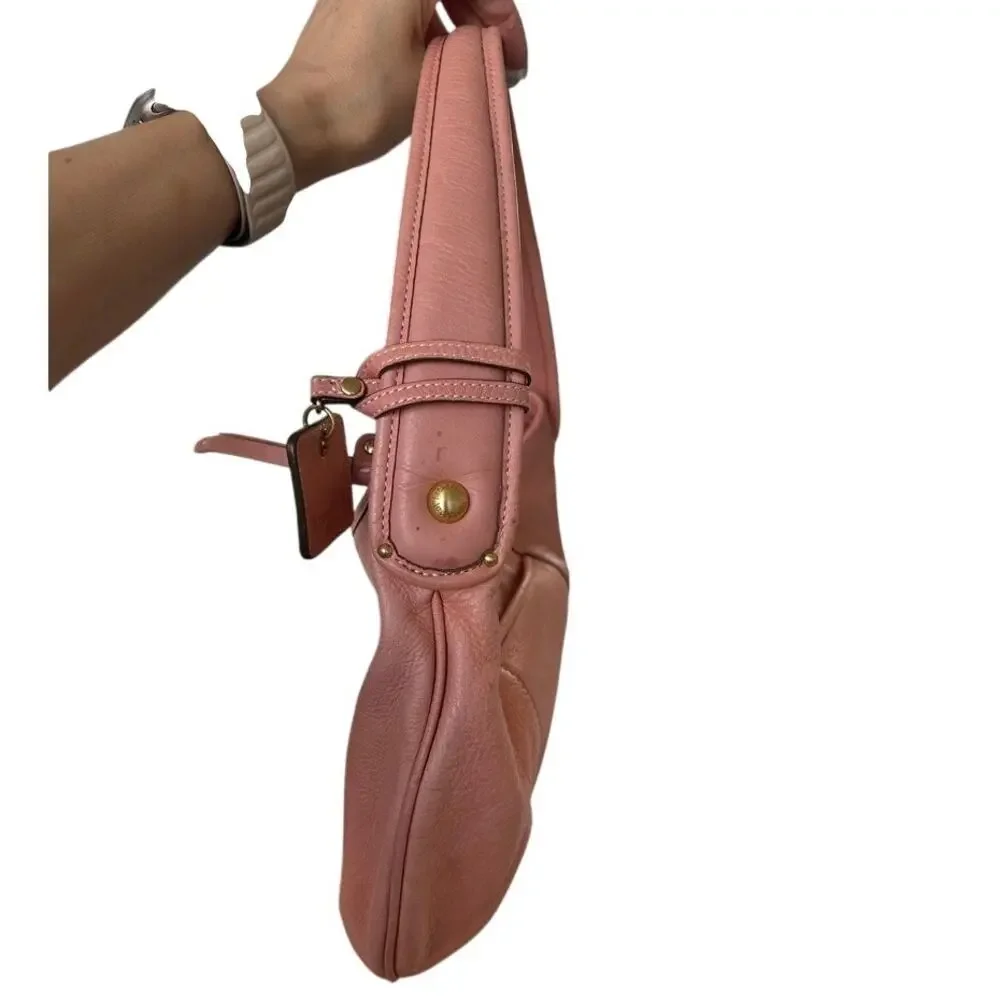 Vintage Liz Claiborne Coral Peach Pebbled Leather Y2K Hobo Shoulder Bag